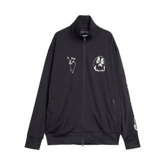 Yohji Yamamoto Chito Graphic Track Top - Heren - Vesten met rits - Zwart - L - Polyester - Hoodies & sweatvesten