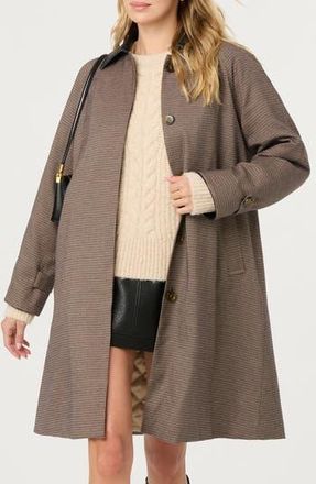 ASTR the Label Raiden Faux Leather Collared Coat in Brown Plaid at Nordstrom Rack, Size Medium