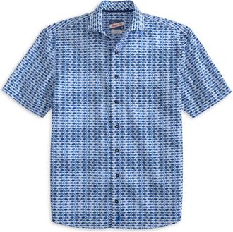 Johnnie-O Mens Arie Short Sleeve Sport Shirt In Blue