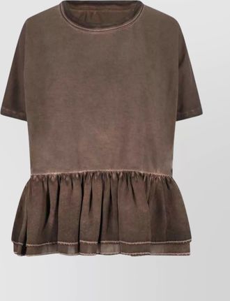 Uma Wang crew neck ruffled hem relaxed fit top
