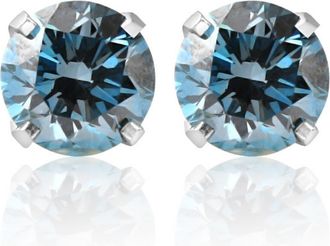 Pompeii3 1 1/10Ct Blue Diamond Studs in 14k White Gold Lab Grown