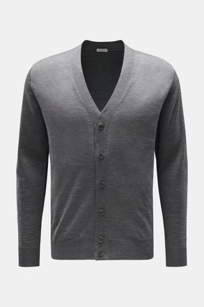 Braun Hamburg Men - Merino fine knit cardigan dark grey