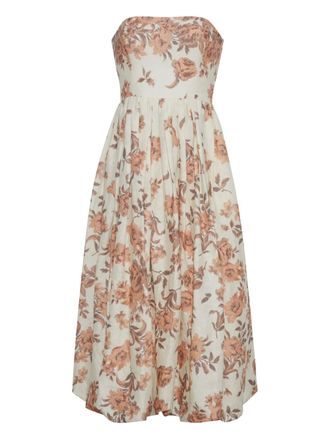 Cara Cara Anisha strapless midi dress - women - Cotton/Linen/Flax - 00 - Neutrals