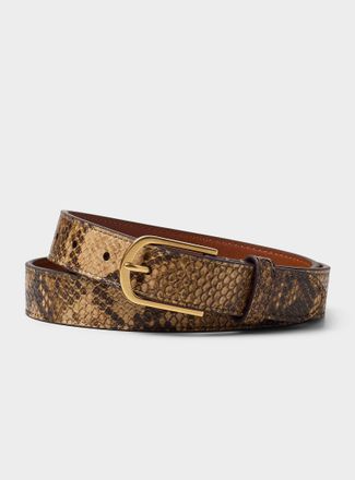 Lauren Ralph Lauren Womens Snakeskin-pattern leather thin belt