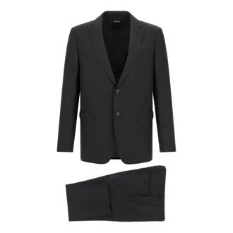 Ermenegildo Zegna Drop 8 Single-Breasted Kostuum - Heren - Pakken - Grijs - Maat: 3XL Zijde