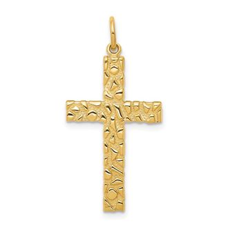 Diamond2Deal 14k Yellow Gold Nugget Style Cross Pendant