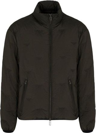 Emporio Armani Black Nylon Bomber Jacket With Eagle Inlay