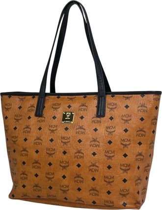 MCM Mcm Visetos Brown Leather Shoulder Bag Tote Bag (Pre-Owned)