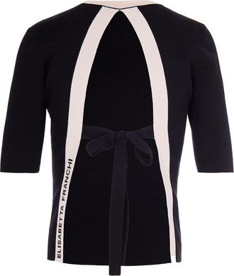 Elisabetta Franchi Womens Knit Top With Viscose Bands Black-Butter Main: Jumpers Black/butter Sweater