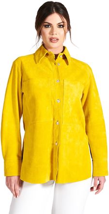 D'Arienzo Camicia in pelle scamosciata gialla vestibilità over DArienzo, Seleziona Taglia XL-XXL, Colore Giallo