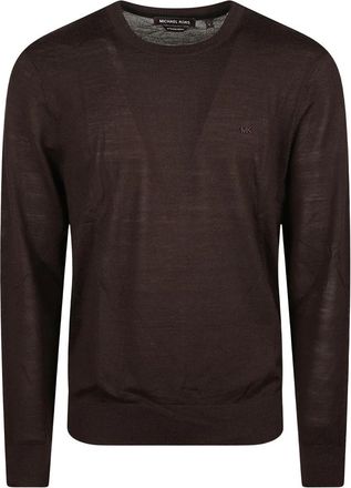 Michael Kors Core Merino Trui - Heren - Ronde hals truien - Bruin - S - Wol - Truien & Vesten