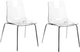 Beliani Conjunto De 2 Sillas Transparentes Material Sint&eacute;tico Patas Metal Respaldo Silerton