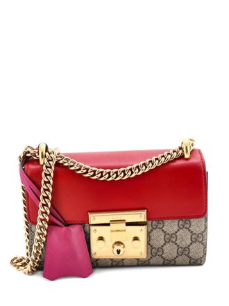 Gucci Padlock Shoulder Bag GG Coated Canvas and Leather Small crossbody bag - Brown