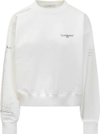 Givenchy Sweatshirt van fleece met Trompe lOEil-patroon - Dames - Sweatshirts - Wit - S - Katoen - Hoodies & sweatvesten