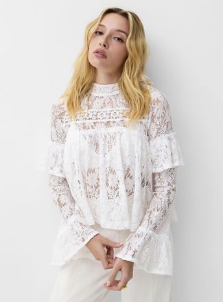 Free People Womens Lilabeth openwork lace blouse