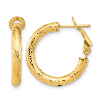 Diamond2Deal 14K Yellow Gold 3x15 Round Omega Back Hoop Earrings