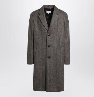 Maison Margiela Brown Single-Breasted Herringbone Coat