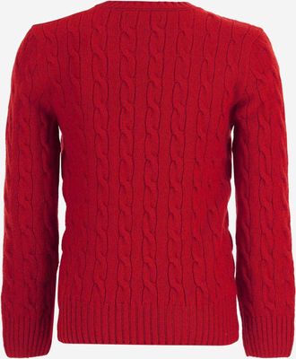 Polo Ralph Lauren Boys Cable-Knit Cashmere Sweater Red Wool