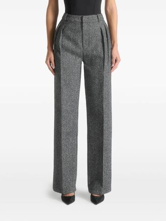 Mani&egrave;re De Voir pleat herringbone tailored trousers - Grey