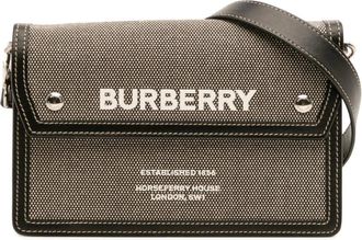 Burberry Pre-owned Cross Body Bags, female, Gray, Size: ONE SIZE Pre-owned Canvas Crossbody Bag