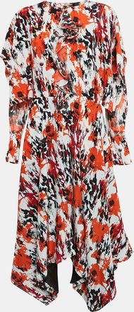 Roberto Cavalli Multicolor Silk Asymmetric Midi Dress