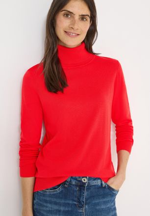 Cecil Rollkragenpullover CECIL, Damen, Gr. L (42), pumkin orange, Strick, Obermaterial: 60% Baumwolle, 40% Viskose, unifarben, tailliert h&uuml;ftbedeckend, Rund