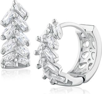 Kenneth Jay Lane Chevron Cubic Zirconia Huggie Hoop Earrings in Clear Silver at Nordstrom Rack
