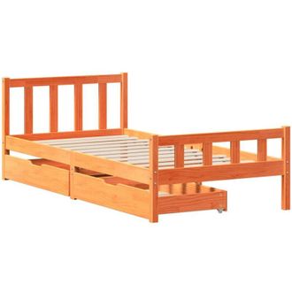 vidaXL Estructura De Cama Sin Colch&oacute;n Madera Maciza Marr&oacute;n 75x190 Cm Vidaxl