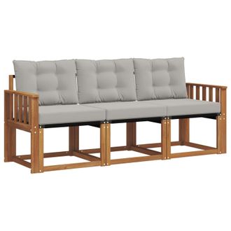 vidaXL Conjunto De Sof&aacute;s De Exterior 3 Pcs Gris Natural Y Claro Vidaxl