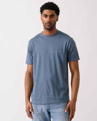 A|X Armani Exchange Mens Small Milano/New York Logo T-Shirt in Blue Cotton - Size X-Large