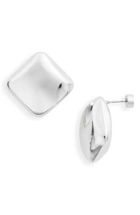 Nordstrom Puffed Square Button Stud Earrings in Silver at Nordstrom Rack