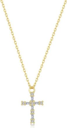Lafonn Eden Baguette Simulated Diamond Cross Necklace in Gold at Nordstrom, Size 20