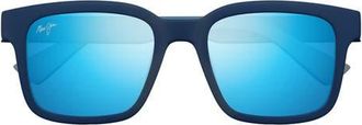 Maui Jim Opiopio AF 54mm PolarizedPlus2 Rectangular Sunglasses in Matte Dark Blue at Nordstrom
