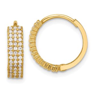 Diamond2Deal 10K Yellow Gold Polished 4mm Cubic Zirconia Hoop Earrings