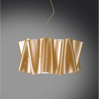 Linea Zero L&aacute;mpara De Suspensi&oacute;n Cinco Luces Folio Pantalla Polilux Oro Di&aacute;metro 60x H32 Cm