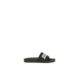Balenciaga Sliders, male, Black, Size: 12 US Rubber Strappy Slide Sandals