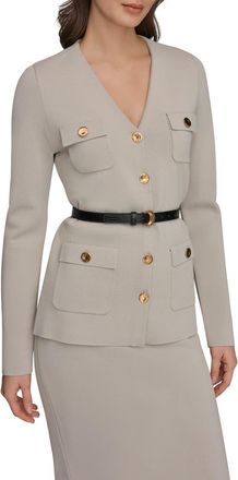 DKNY Belted Sweater Blazer in Tuscan Grey at Nordstrom, Size X-Small