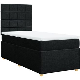 vidaXL Cama Box Spring Con Colch&oacute;n Tela Negro 90x190 Cm Vidaxl