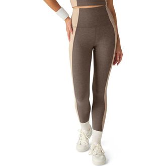 Beyond Yoga Space Dye Colorblock Ankle Leggings in Soft Umber Heather/e at Nordstrom Rack, Size X-Large