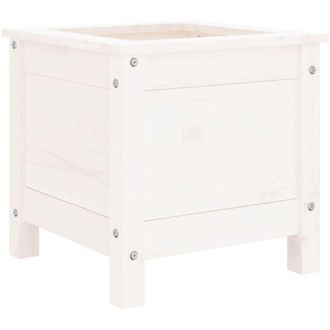 vidaXL Vidaxl - Jardinera Madera Maciza De Pino Blanco 40x40x39 Cm