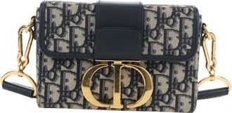 Dior 30 Montaigne Box Oblique Canvas Navy Canvas Handbag (Pre-Owned)