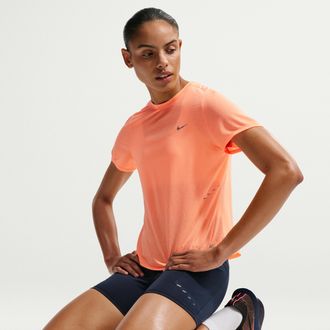 Nike Womens Swift Breathe Dri-FIT Short-Sleeve Running Top in Orange | IF1680-852