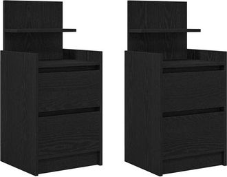 vidaXL Bedside Cabinets with 2 Drawers 2 pcs Black 38x34x80 cm Vidaxl