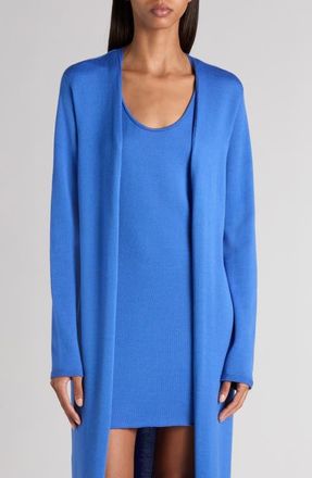 Tom Ford Seamless Long Merino Wool Blend Cardigan in Porcelain Blue at Nordstrom, Size X-Small