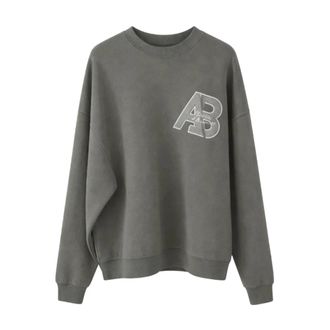 Anine Bing Miles Sweatshirt Letterman - Dames - Sweatshirts - Groen - S - Katoen - Hoodies & sweatvesten