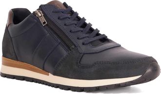 Dune London Mens THAME Zip Up Leather Trainers Size UK 12 Navy