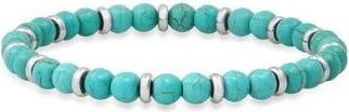 HMY Jewelry Turquoise Agate & Stainless Steel Bracelet in Turquoise/Metallic at Nordstrom Rack