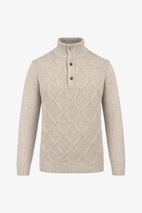 Gentiluomo Geruiten Cable Turtleneck | Beige