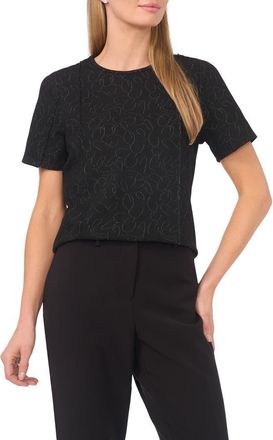 Halogen Pintuck Crepe Knit Jacquard Top in Rich Black at Nordstrom Rack, Size X-Large P