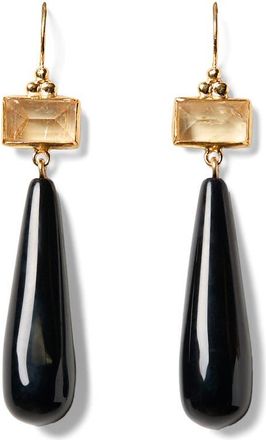 Chan Luu Messina Semiprecious Stone Drop Earrings in Black Agate/Citrine at Nordstrom
